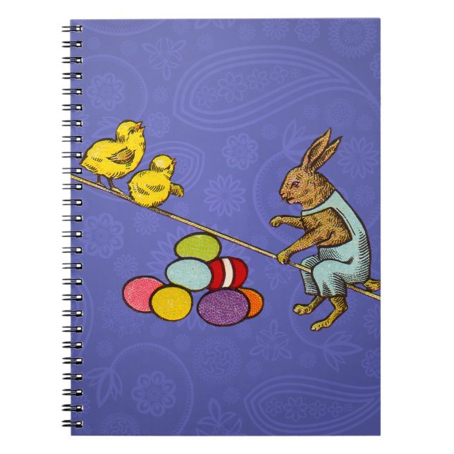 Carnet Illustration de Pâques : lapin qui couve des œufs (Devant)