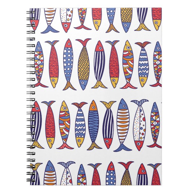 Carnet Illustration de poissons mignons : fond sans coutu (Devant)