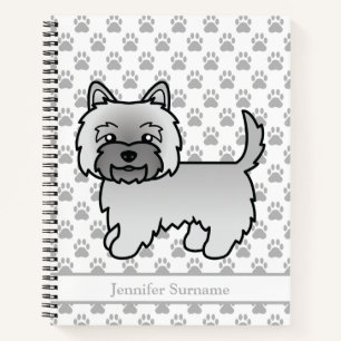 Carnet Illustration de Terrier Cairn Gris avec Texte Pers