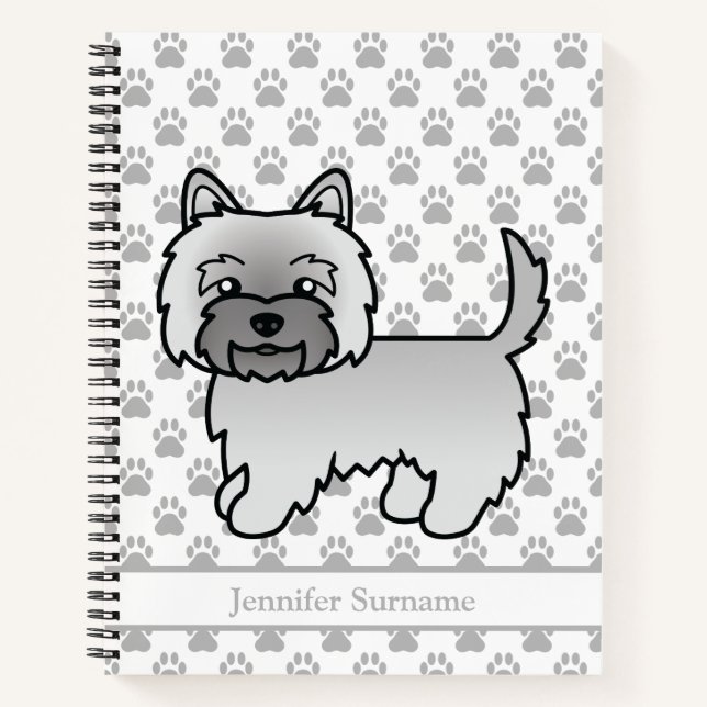 Carnet Illustration de Terrier Cairn Gris avec Texte Pers (Devant)