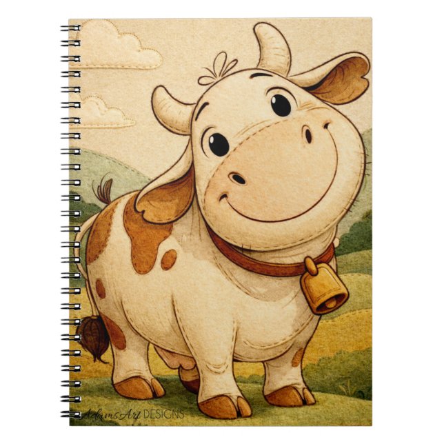 Carnet Illustration de vache souriante mignonne de ferme  (Devant)