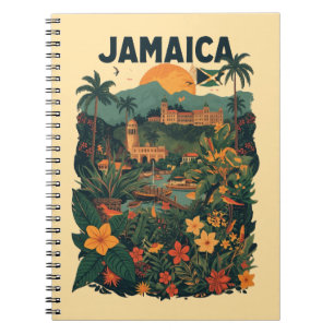 Carnet Illustration de voyage à la Jamaïque de style vint