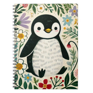Carnet Illustration des amateurs de pingouins fleurs sauv