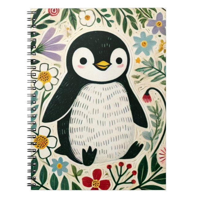 Carnet Illustration des amateurs de pingouins fleurs sauv (Devant)