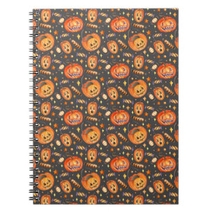 Carnet Illustration d'Halloween avec chauve-souris citrou