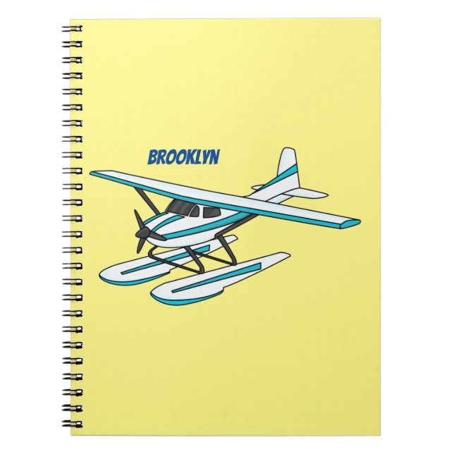 Carnet Illustration d'hydravion bleu blanc (Devant)