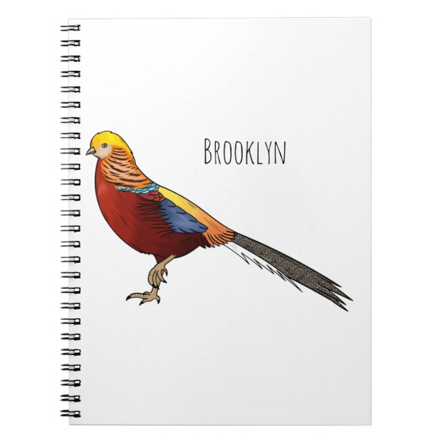 Carnet Illustration d'oiseau de faisan doré (Devant)
