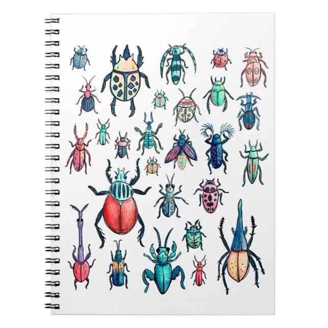 Carnet Illustration du coléoptère de style vintage aquare (Devant)