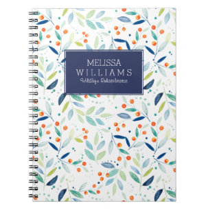 Carnet Illustration du Motif des feuilles et baies botani