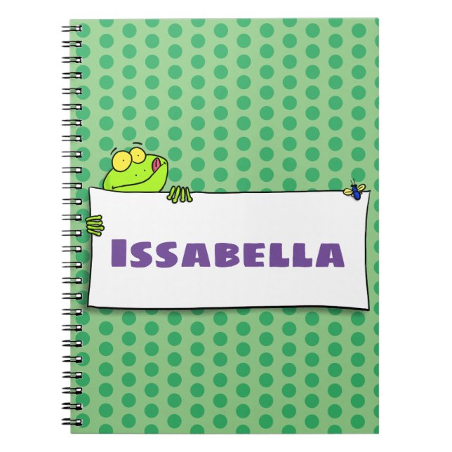Carnet Illustration du panneau de grenouille verte mignon (Devant)