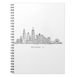 Carnet Illustration du paysage urbain de Chicago IL