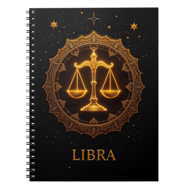 Carnet Illustration du signe du zodiaque Balance dorée (Devant)