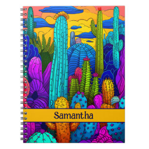 Carnet Illustration du sud-ouest vif de Neon Cactus