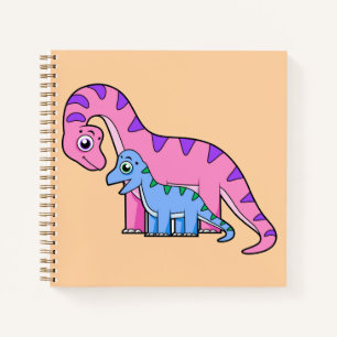 Carnet Illustration D'Un Brachiosaurus Mère Et Enfant.