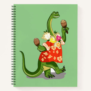 Carnet Illustration D'Un Brontosaurus Jouant À Maracas.