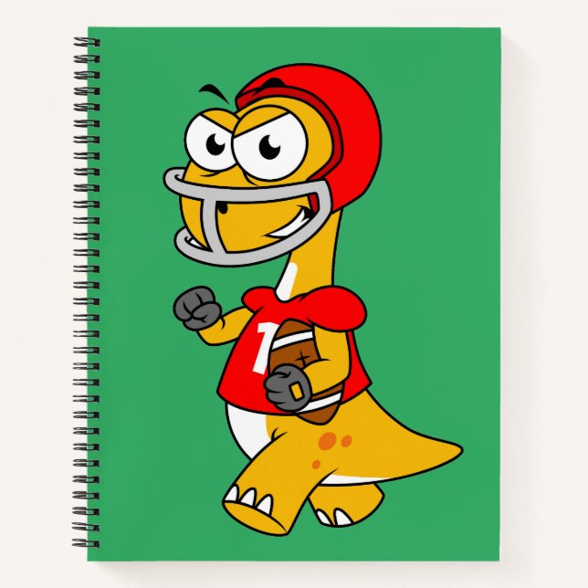 Carnet Illustration D'Un Brontosaurus Jouant Au Football. (Devant)