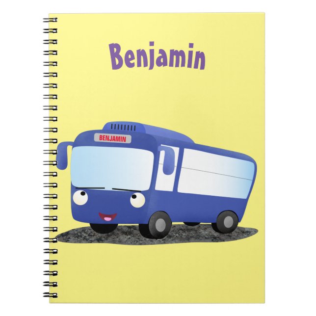 Carnet Illustration d'un bus moderne bleu mignon (Devant)