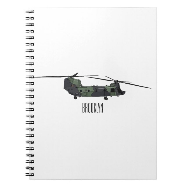 Carnet Illustration d'un hélicoptère de l'armée de Chinoo (Devant)