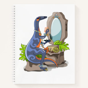 Carnet Illustration D'Un Iguanodon Mettant Sur Le Maquill