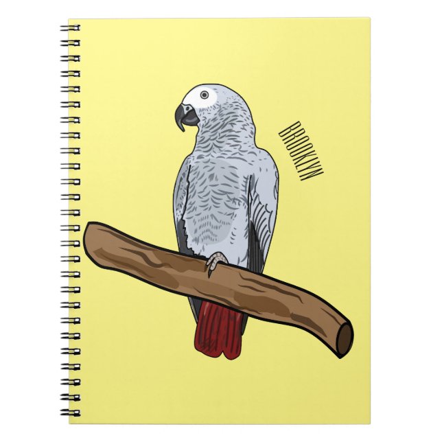 Carnet Illustration d'un perroquet gris en Afrique (Devant)