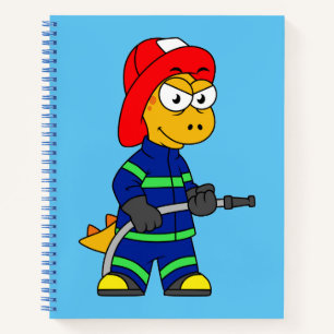 Carnet Illustration D'Un Pompier Tyrannosaurus Rex.