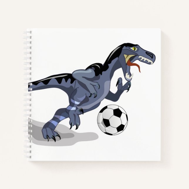 Carnet Illustration D'Un Raptor Dinosaure Jouant Au Footb (Devant)