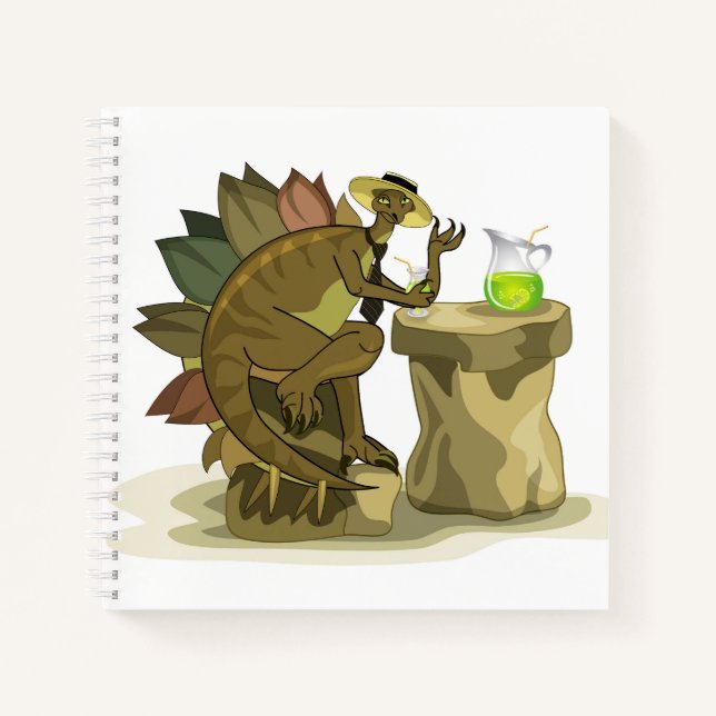 Carnet Illustration D'Un Stegosaurus Qui Boit Une Boisson (Devant)