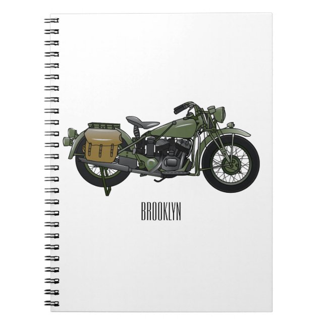 Carnet Illustration d'une moto de croiseur militaire (Devant)