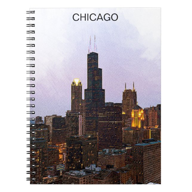 Carnet Illustration élégante de Chicago Skyline (Devant)