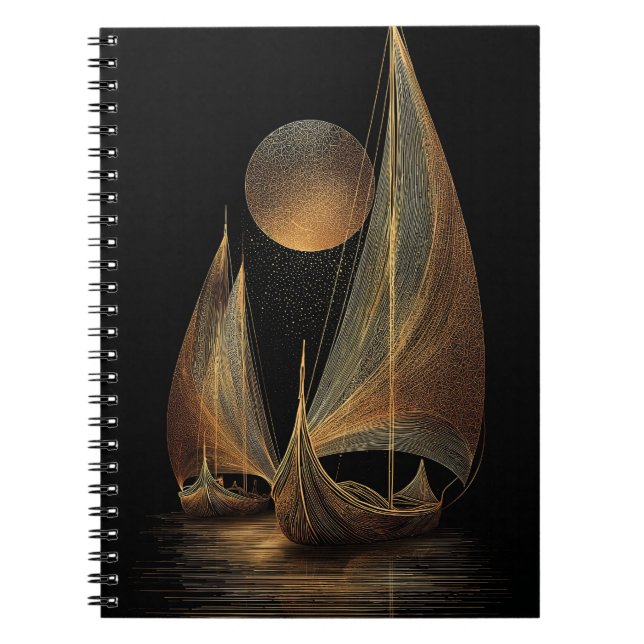 Carnet Illustration élégante de la ligne d'or des Longshi (Devant)