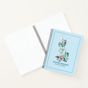Carnet Illustration élégante du lapin de pâques à fleurs 