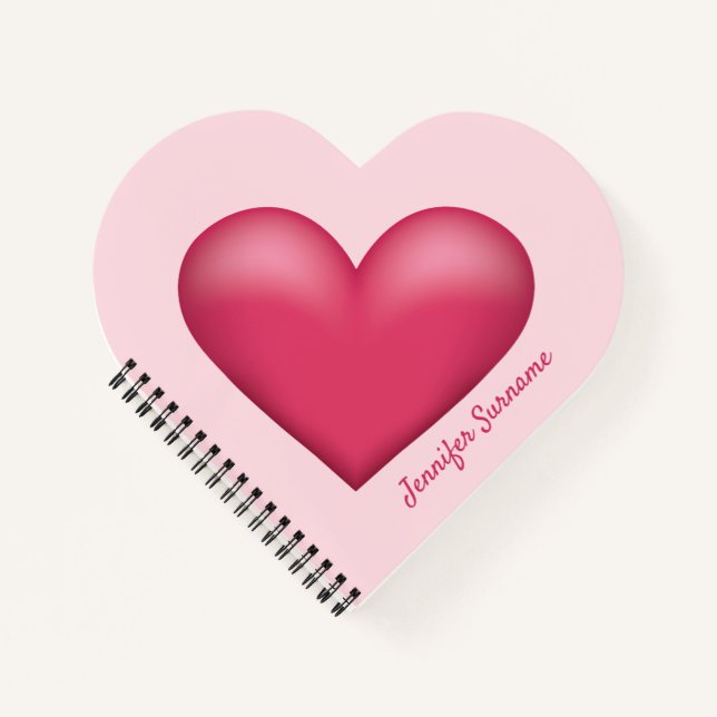 Carnet Illustration en forme de cœur rose avec texte pers (Devant)