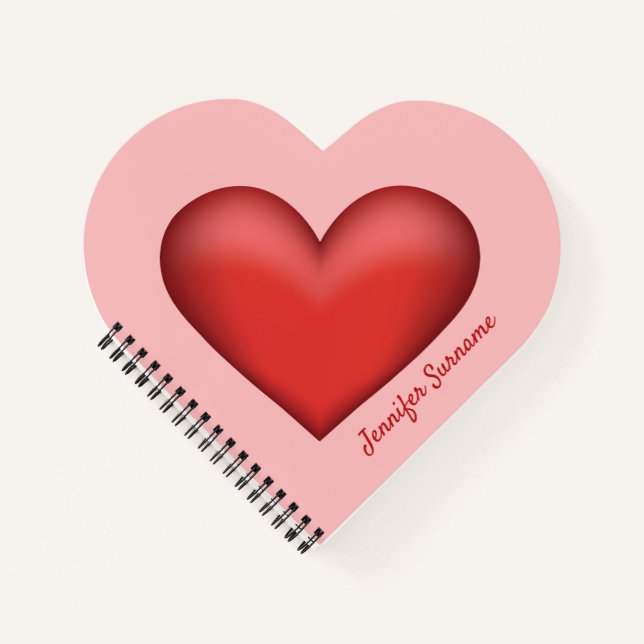 Carnet Illustration en forme de cœur rouge avec texte per (Devant)