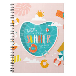 Carnet illustration estivale de la piscine de plage Abstr