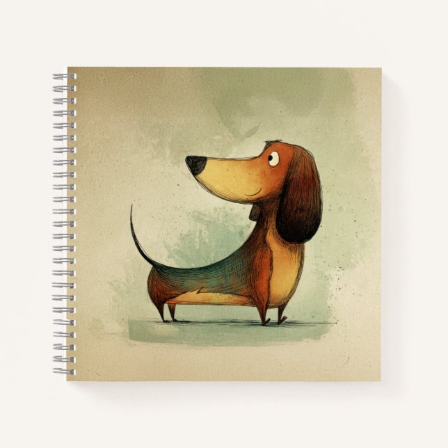 Carnet Illustration fantaisiste de teckel mignon (Devant)