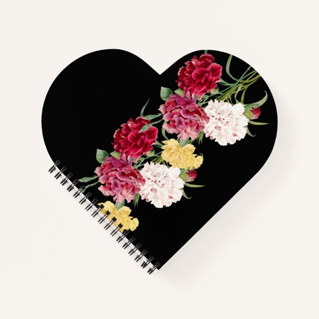 Carnet Illustration florale d'œillet vintage (Devant)