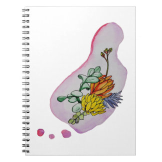 Carnet Illustration florale d'une succulente à l'aquarell