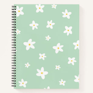 Carnet Illustration florale minimaliste fillette vert mot
