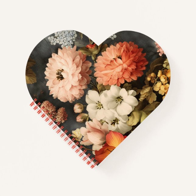 Carnet Illustration florale vintage avec fleurs mélangées (Devant)