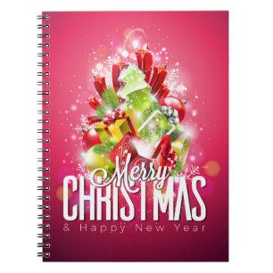 Carnet Illustration graphique moderne de Noël rouge
