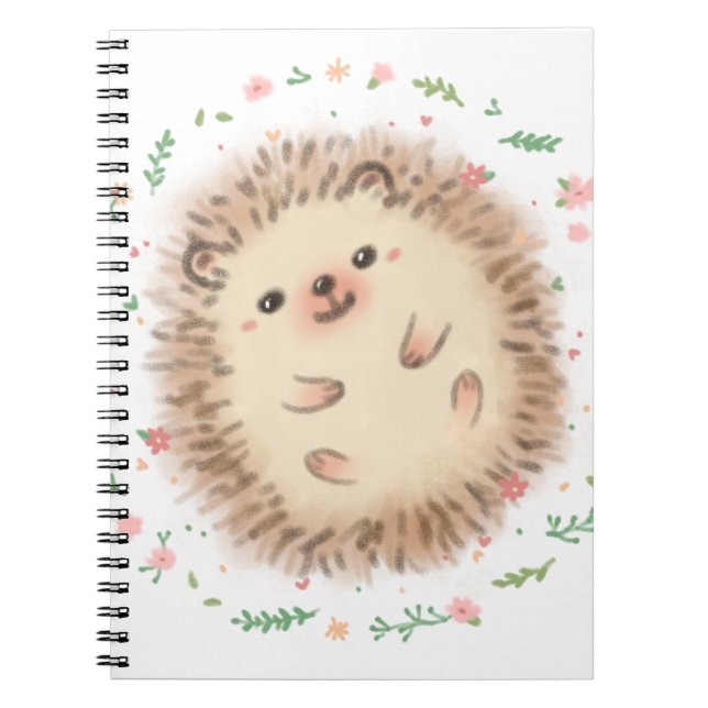 Carnet Illustration Hérisson & Fleurs (Devant)