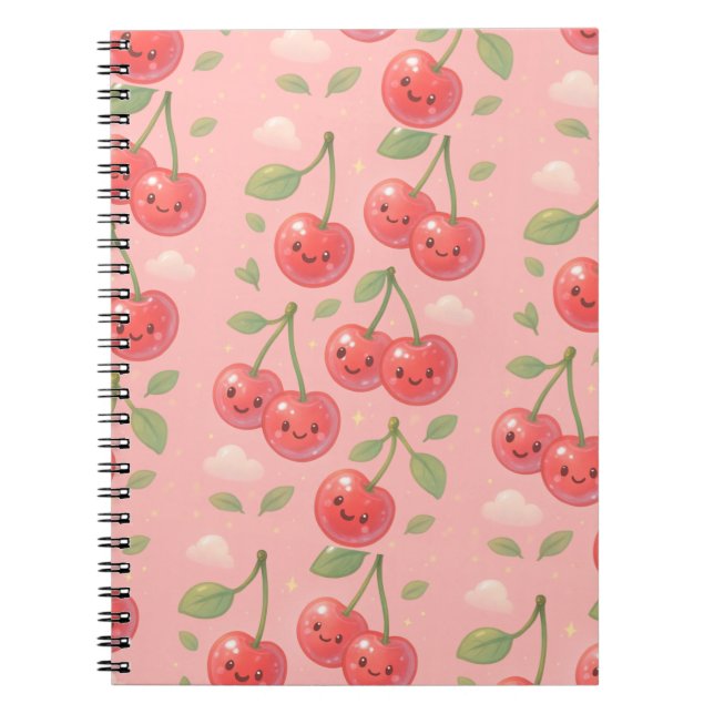 Carnet Illustration joyeuse de Kawaii Cherry Motif (Devant)