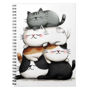 Carnet Illustration lunaire d'une pile de chats adorables
