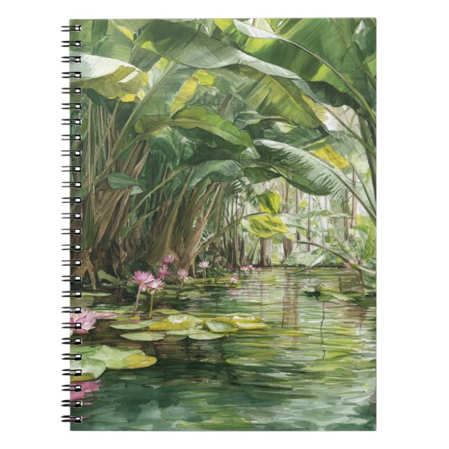 Carnet Illustration Lush Green Jungle Water Lily (Devant)