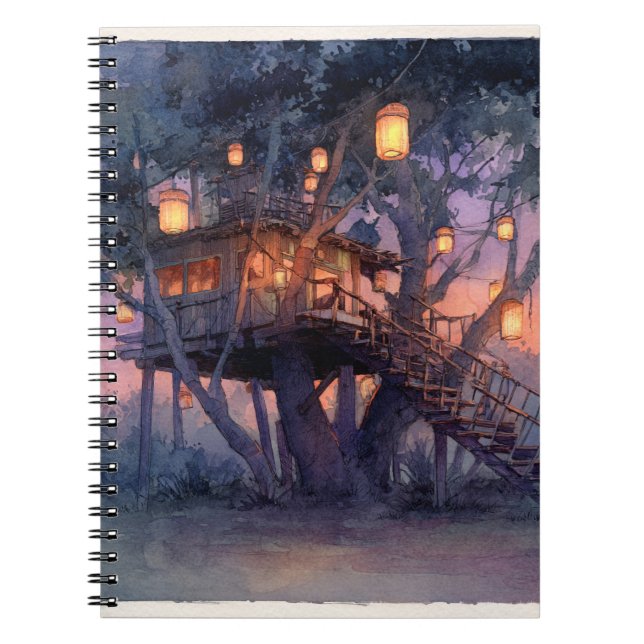 Carnet Illustration Magique de l'arbre à lanterne-lumière (Devant)