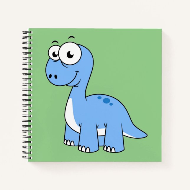 Carnet Illustration Mignonne D'Un Brontosaurus. (Devant)