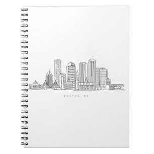 Carnet Illustration minimaliste de la skyline de Boston