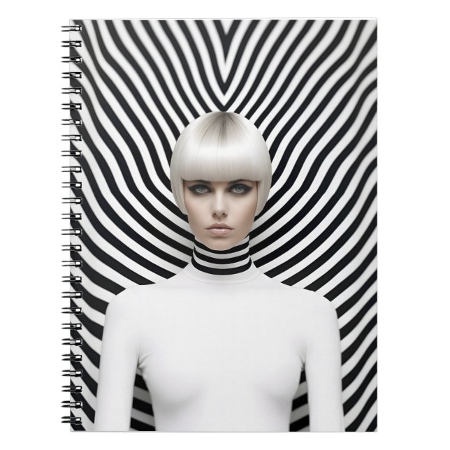 Carnet Illustration moderne de l'art féminin noir et blan (Devant)