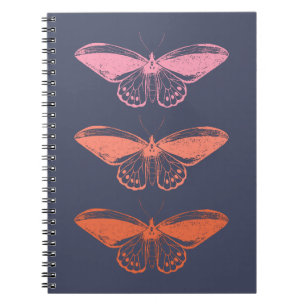Carnet Illustration moderne du papillon bleu rose Vintage