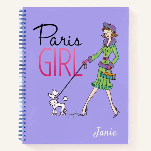 Carnet Illustration Paris Fille Voyage personnel (Devant)